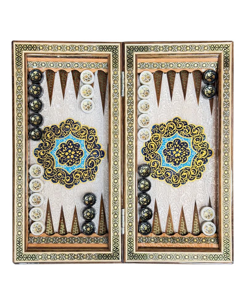 تخته نرد خاتم کاری تذهیب طرح ماندگار 35 سانتی کد 10392