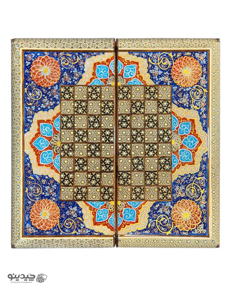 تخته نرد خاتم کاری تذهیب طرح دیبا 35 سانتی کد 10391 — تصویر ۶