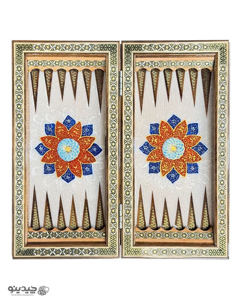 تخته نرد خاتم کاری تذهیب طرح دیبا 35 سانتی کد 10391 — تصویر ۸