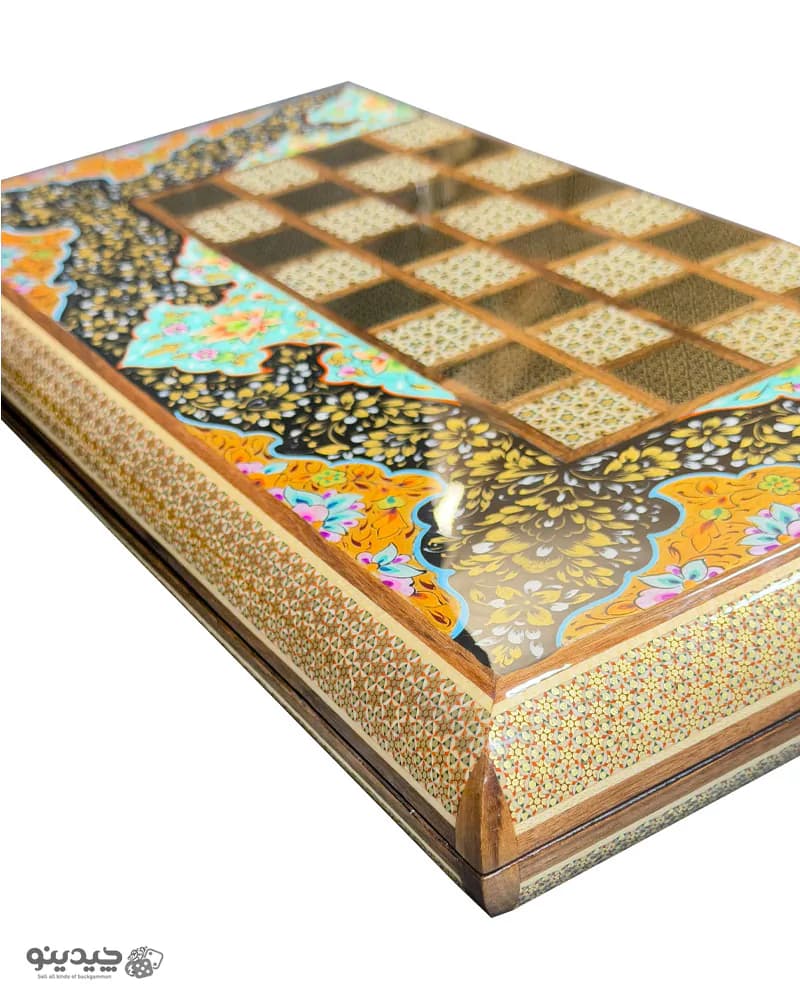 تخته نرد خاتم کاری تذهیب طرح پروا کد 10382 — تصویر ۷