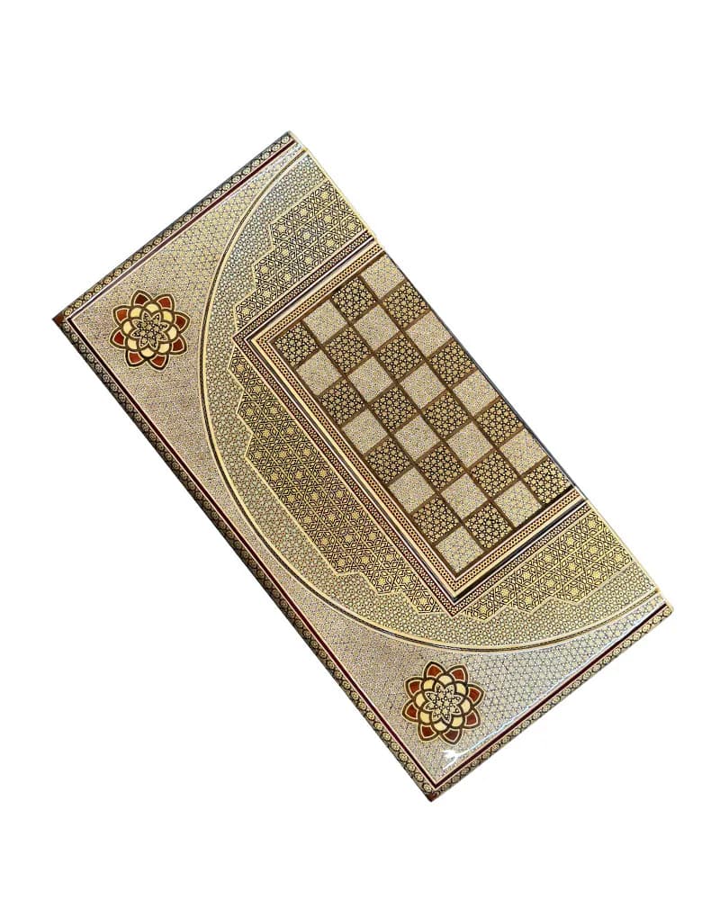 تخته نرد خاتم کاری تمام خاتم رو گرد برجسته 60 سانتی کد 10261 — تصویر ۸