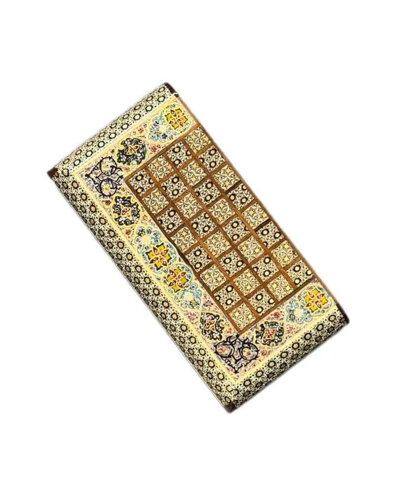تخته نرد خاتم کاری تمام تذهیب 30 سانتی کد 10180 — تصویر ۵