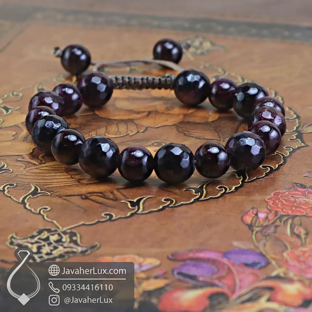 دستبند سنگ یاقوت گارنت اصل _ کد 401041 — تصویر ۴