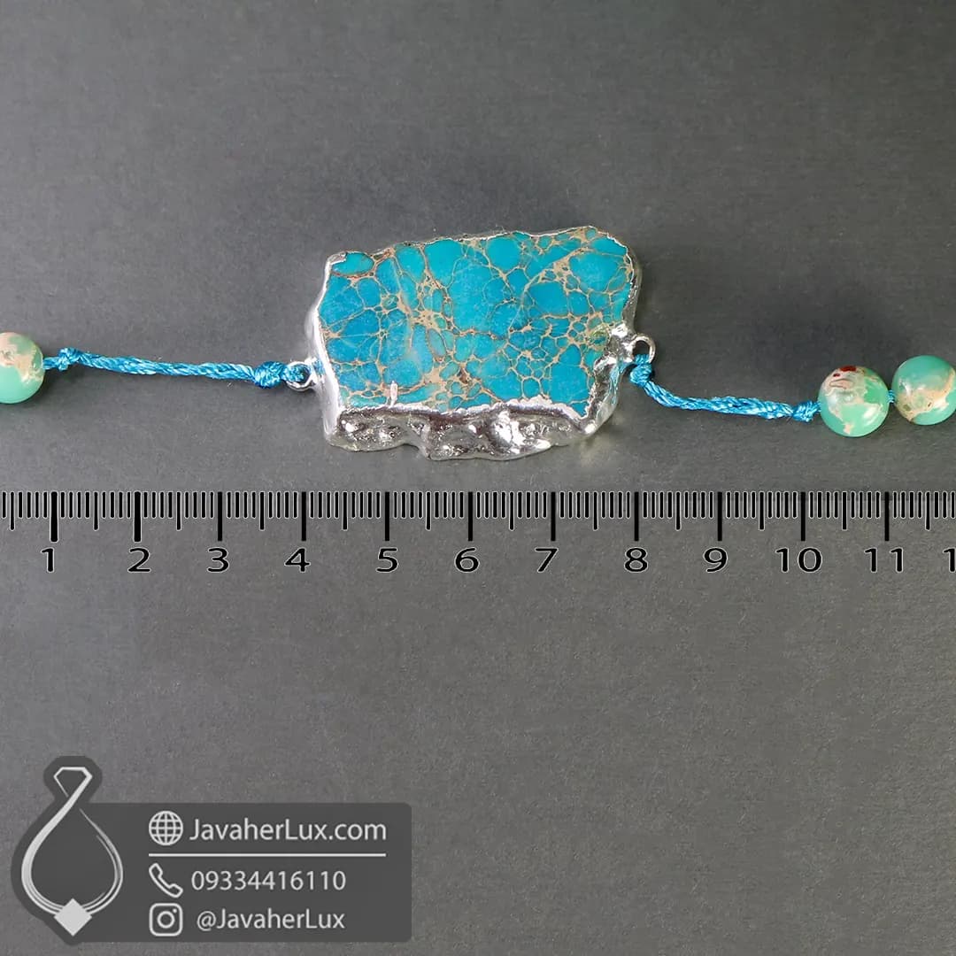 ست گردنبند و دستبند سنگی فیروزه آفریقایی و مرجان قرمز اصل _ کد: 401030 — تصویر ۶
