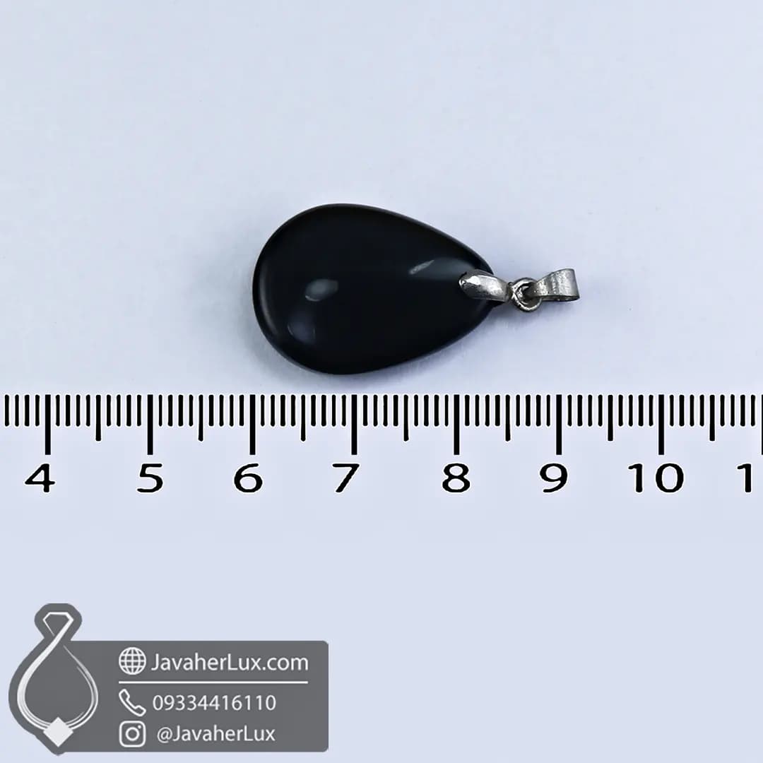 گردنبند سنگ عقیق سیاه تراش اشکی _ کد : 400995 — تصویر ۱۰
