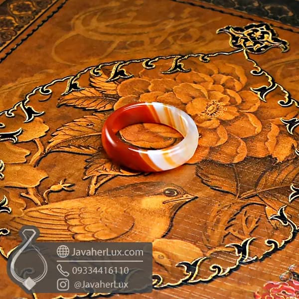 حلقه سنگی عقیق سلیمانی تراش جواهری مدل فونیکس _ کد : 400952