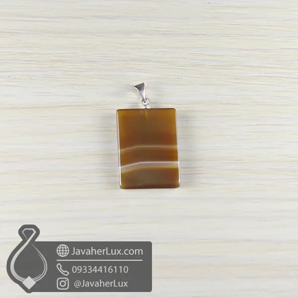 گردنبند عقیق طبیعی قهوه ای سلیمانی اصل _ کد : 400950 — تصویر ۴