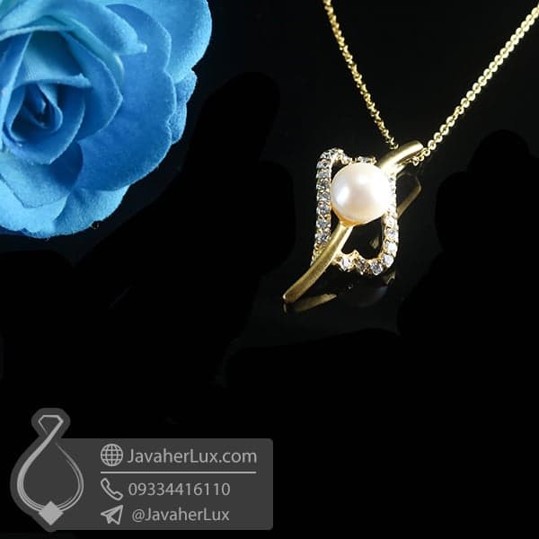 گردنبند نقره زنانه مروارید _ کد : 100786 — تصویر ۳