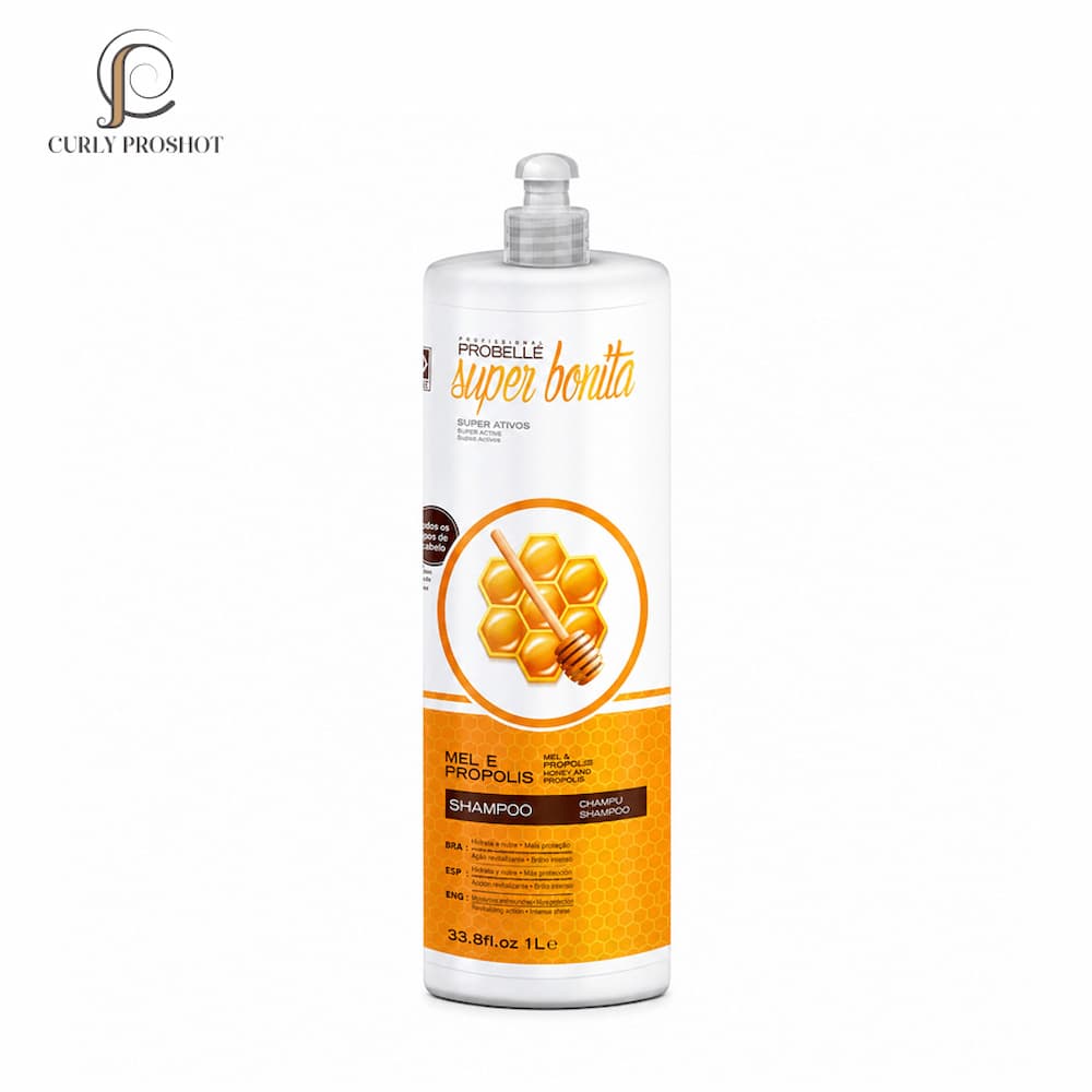 شامپو حجم دهنده و آبرسان عمیق موهای خشک و آسیب دیده عسل پروبل Probelle Super Bonita Mel e Propolis Honey Shampoo 1000ml — تصویر ۲