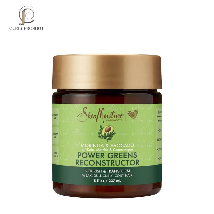 ماسک مو بازگردانی و بازسازی موی فر آووکادو و مورینگا شی مویسچر SheaMoisture Moringa & Avocado Power Greens Reconstructor 237ml