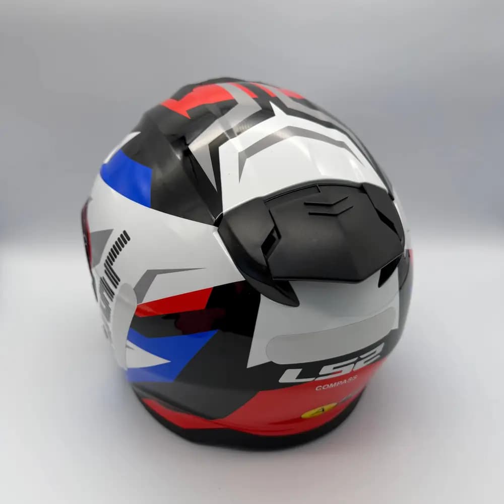 کلاه کاسکت LS2 Compass همراه با طلق یدک دودی سفید آبی — تصویر ۳
