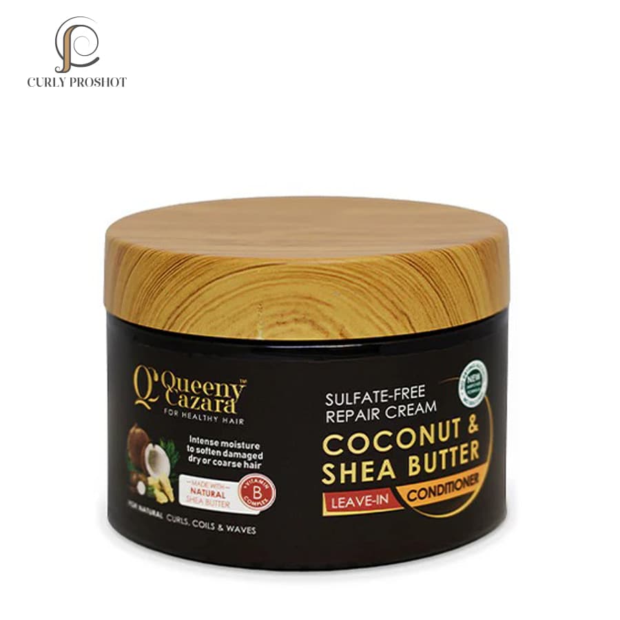 کرم احیا کننده و آبرسان شی باتر دوکاره بعد حمام و داخل حمام کوینی کازارا Queeny Cazara Repair Cream Coconut & Shea Butter Leave-In Conditioner 300 ml — تصویر ۲