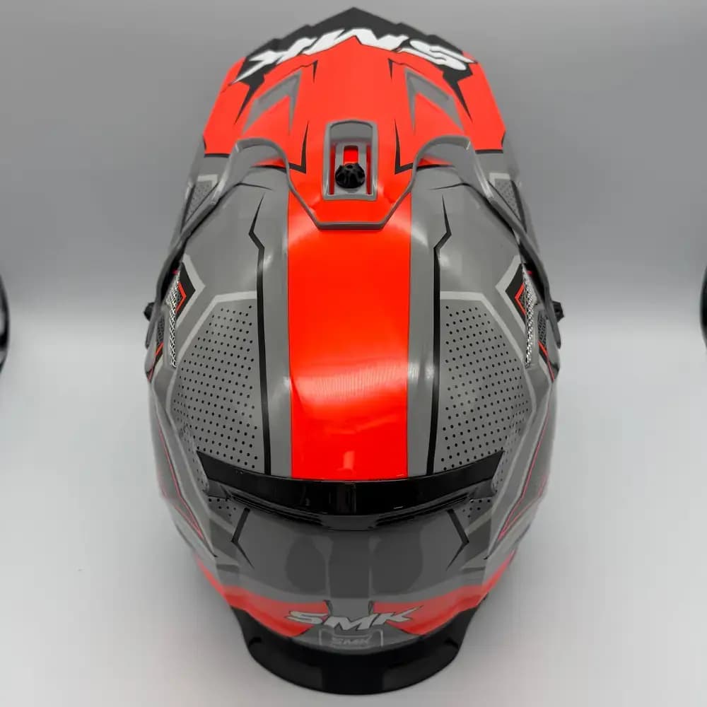 کلاه کاسکت کراسی SMK Allterra S01 طوسی قرمز — تصویر ۴