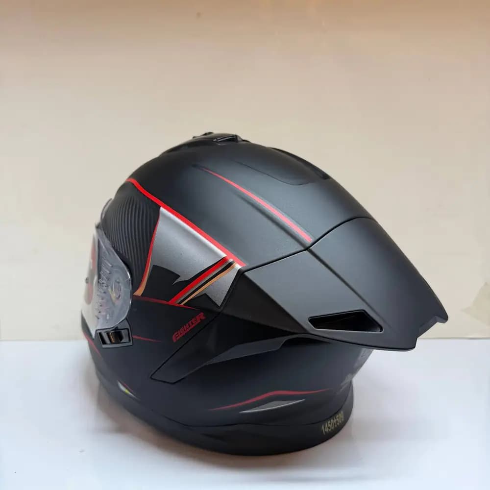 کلاه کاسکت فک ثابت استیل برد مشکی قرمز Steelbird SBH-57 — تصویر ۳