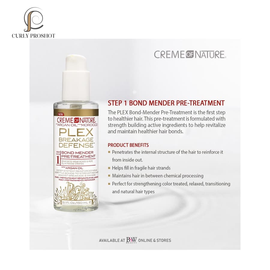 قبل شامپو هفتگی ترمیم کننده و درمان موخوره و شکنندگی مو نیچر Creme of Nature Argan Oil PLEX Bond Mender Pre-Treatment 150ml — تصویر ۵