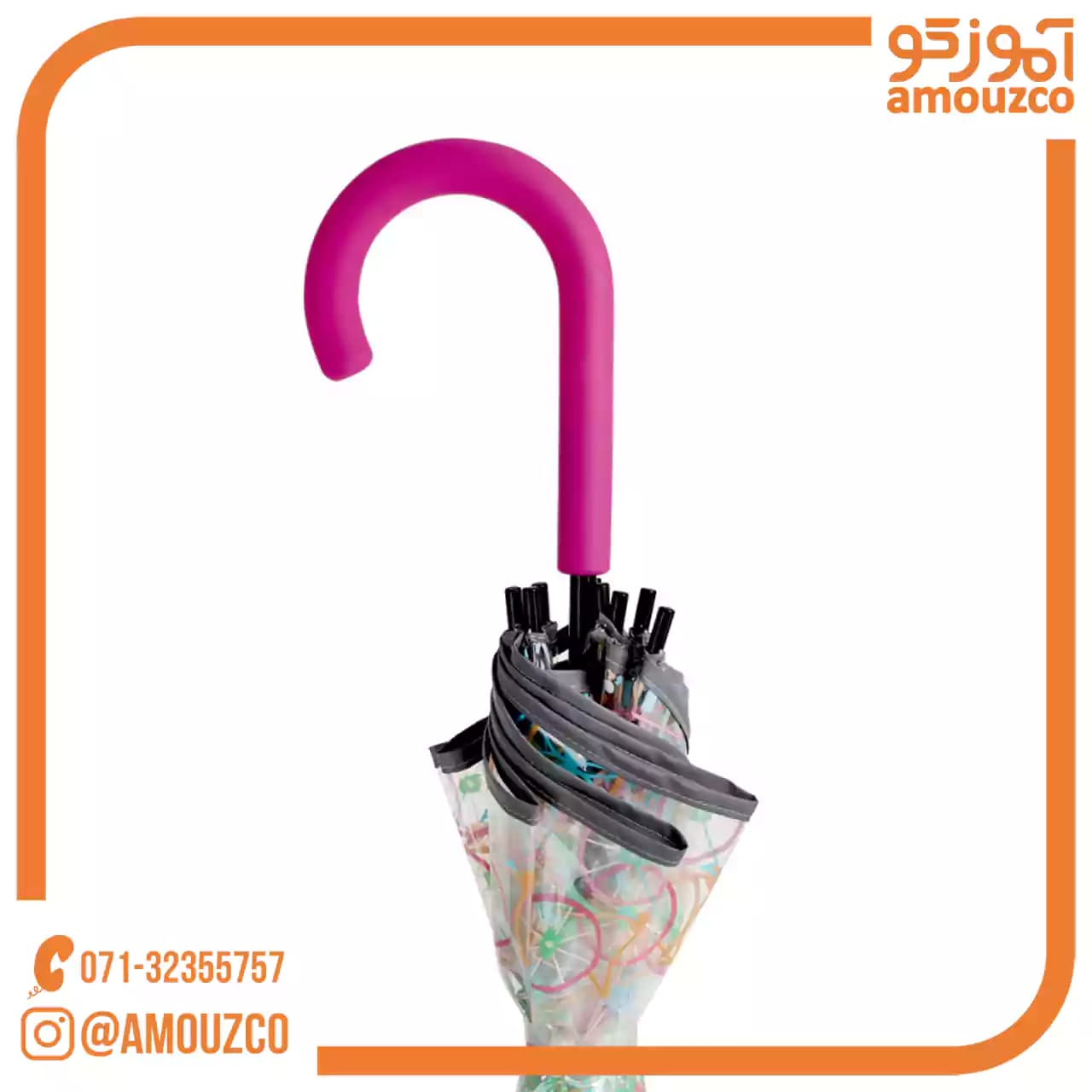 چتر عصایی شفاف Fiori سایز 81cm گابل — تصویر ۳
