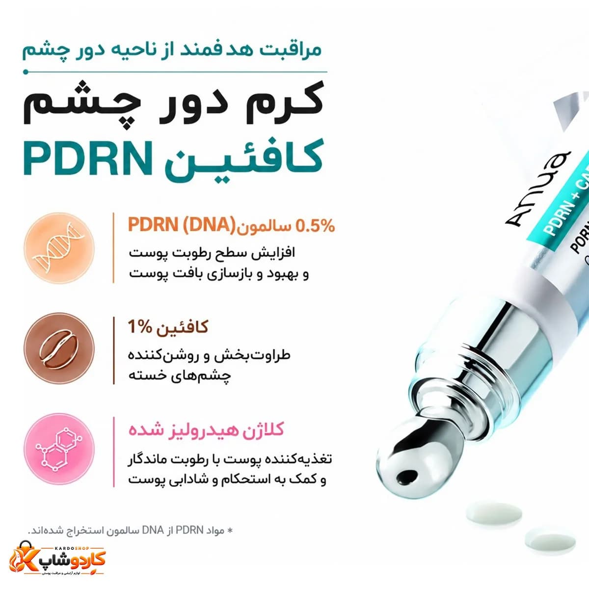 کرم دور چشم آنوا PDRN و کافئین مدل Rejuvenating حجم 20 میلیلیتر — تصویر ۹