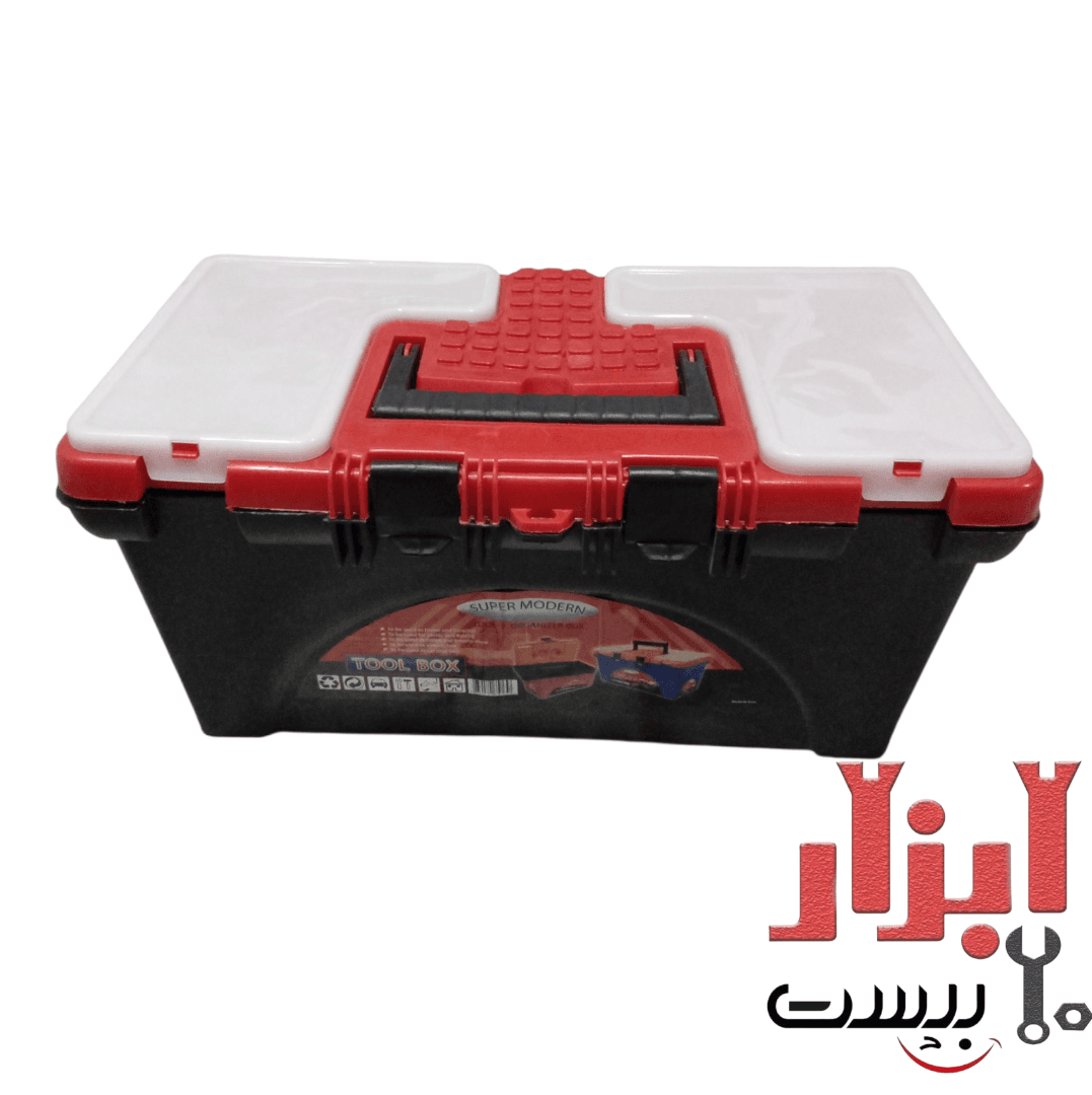 جعبه ابزار پلاستیکی 40 سانت 2 طبقه سوپر مدرن — تصویر ۳
