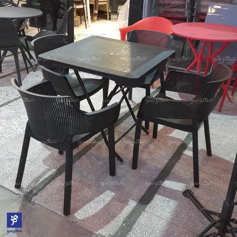 ست 4 نفره صندلی تالینا با میز طرح حصیری تاشو — تصویر ۳