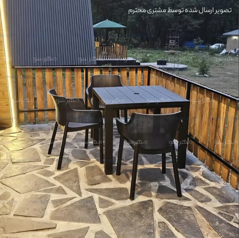 ست میز و صندلی پلاستیکی 4 نفره تالینا با میز طرح چوب — تصویر ۱۰