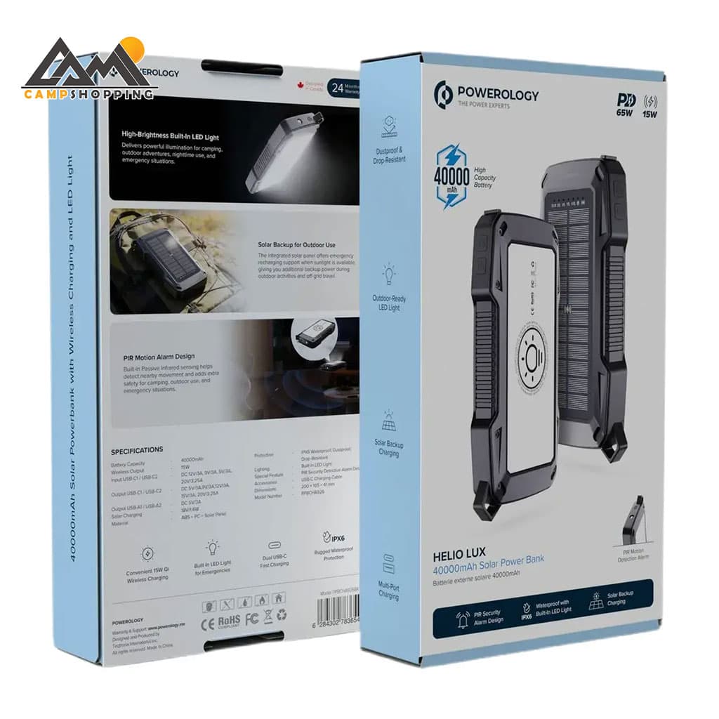 پاور بانک سولار پاورولوجی مدل HELIO LUX کد PPBCHA926 – ظرفیت 40000 میلی آمپر — تصویر ۶