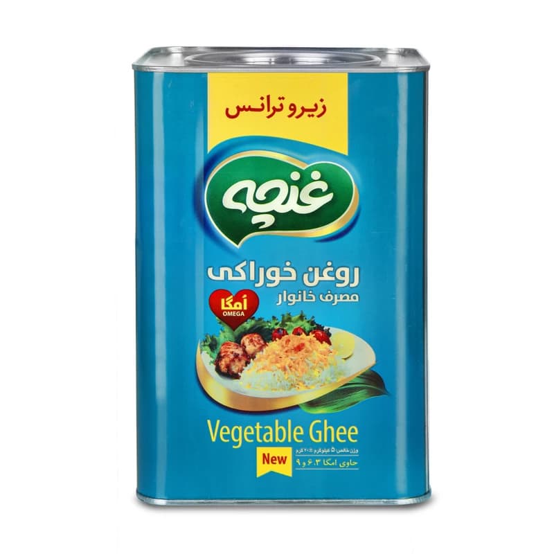 روغن جامد 5 کیلویی حلب غنچه امگا در بسته 1 عددی — تصویر ۲