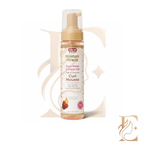 موس حالت دهنده و تقویت کننده موی فر افریکن پراید رز واتر و روغن آرگان (African Pride Moisture Miracle Rose Water & Argan Oil Curl Mousse)