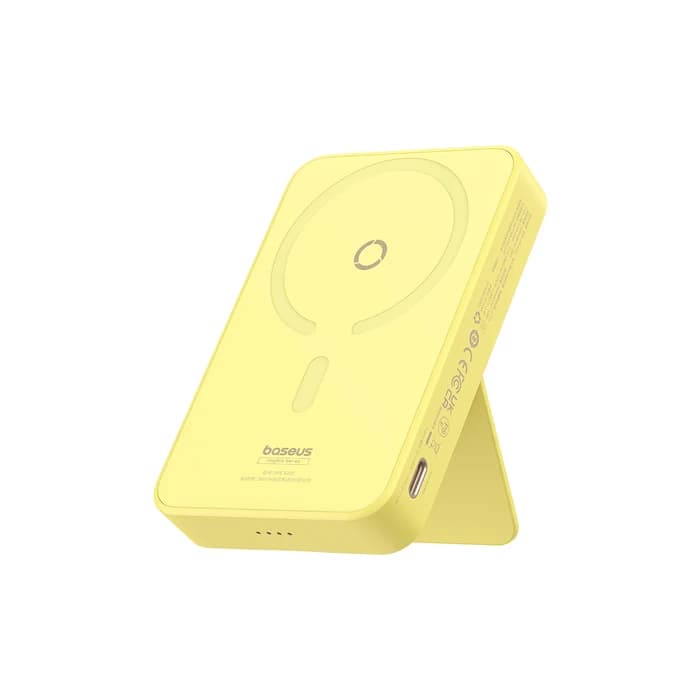 پاور بانک باسئوس با قابلیت وایرلس شارژر مدل Baseus MagPro Magnetic Bracket 20W زرد — تصویر ۸