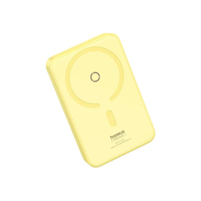 پاور بانک باسئوس با قابلیت وایرلس شارژر مدل Baseus MagPro Magnetic Bracket 20W زرد — تصویر ۶
