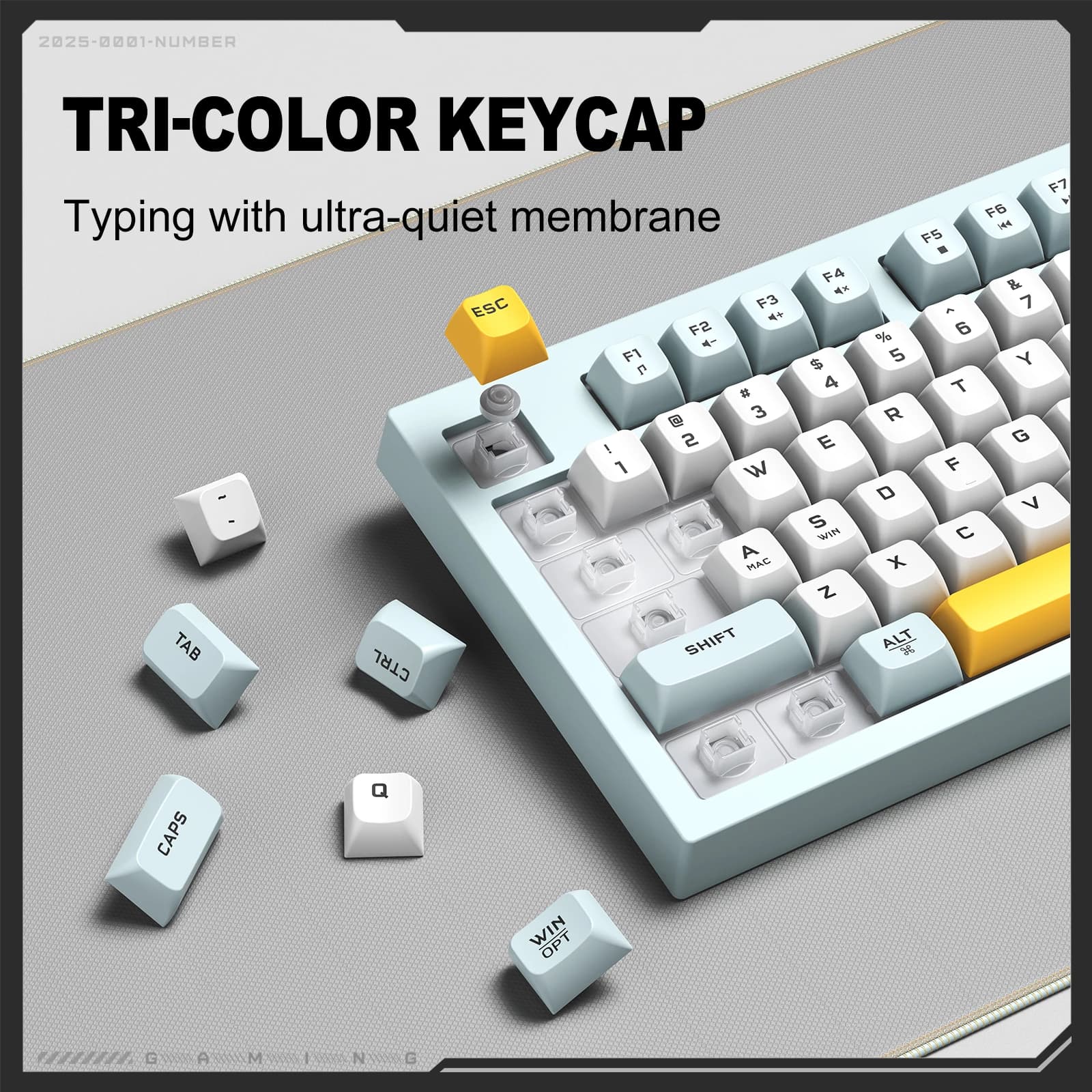 کیبورد گیمینگ اونیکوما مدل Onikuma Membrane G80 RGB آبی روشن — تصویر ۵