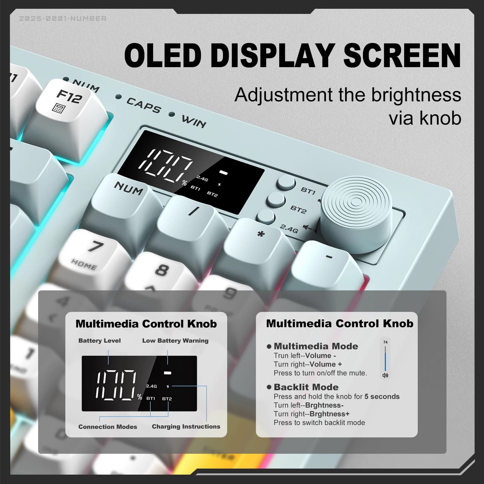 کیبورد گیمینگ اونیکوما مدل Onikuma Membrane G80 RGB آبی روشن — تصویر ۷