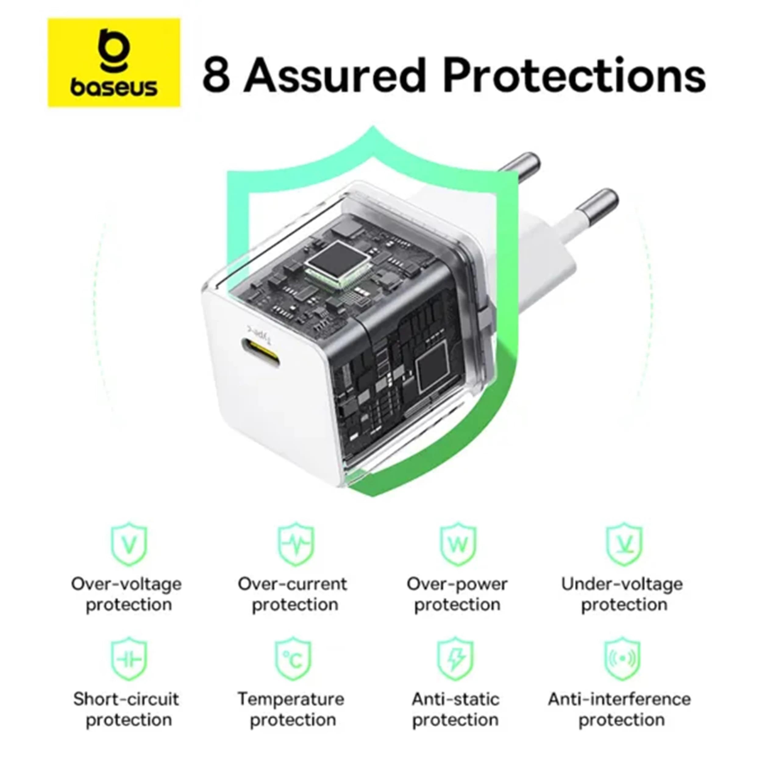 شارژر باسئوس مدل Palm Fast Charger 30W سفید — تصویر ۷