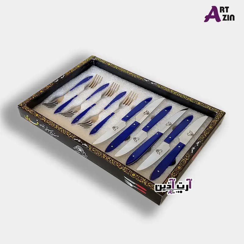 کارد و چنگال دسته آبی میوه خوری زنجان 12 پارچه کد: 3 – 146