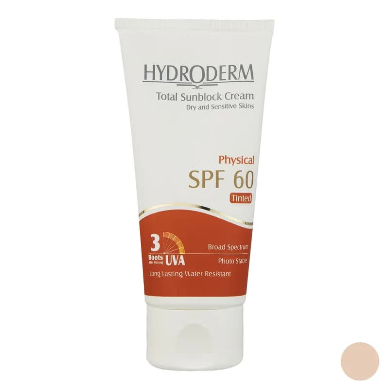 کرم ضدآفتاب رنگی هیدرودرم SPF60 مدل Phisical Tinted مناسب پوست خشک حجم 50 میلیلیتر — تصویر ۱۲