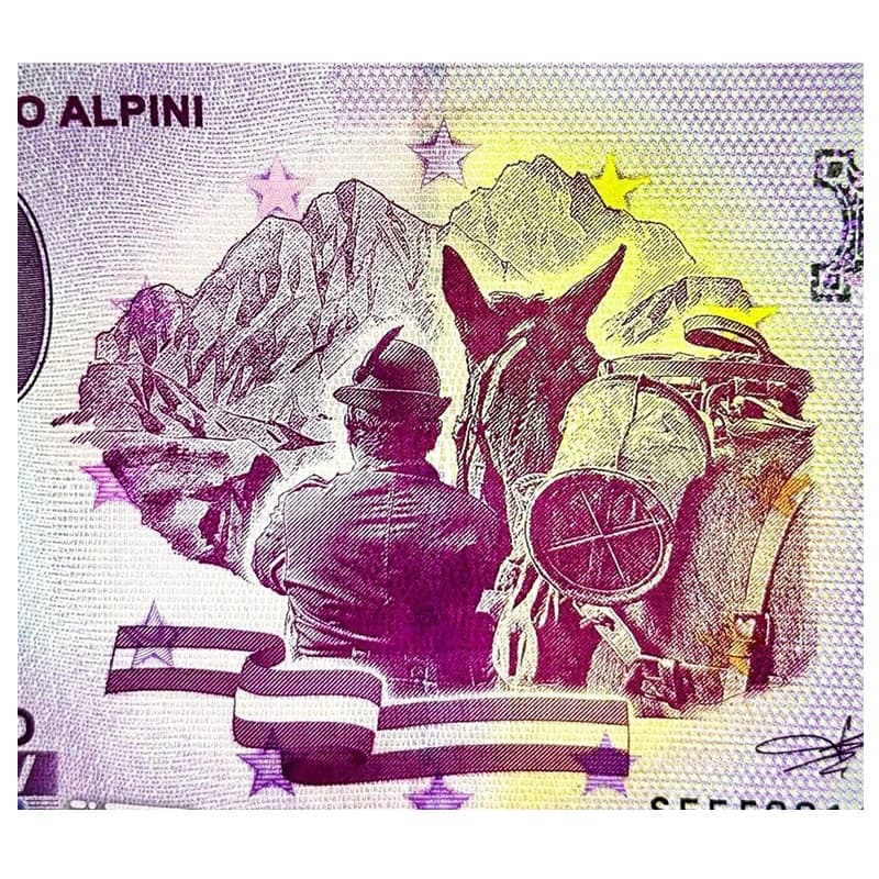 اسکناس صفر یورو صد و پنجاهمین سالگرد آلپینی ایتالیا ۲۰۲۲ Alpini 150th Anniversary — تصویر ۴