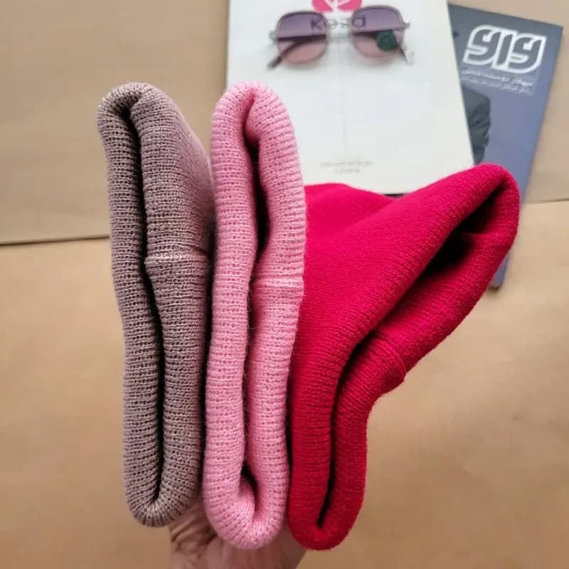 کلاه بافتنی رنگی ساده k0078 — تصویر ۷