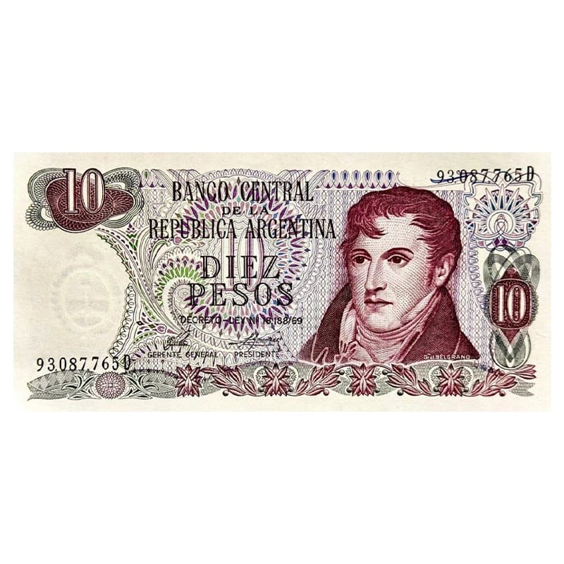 اسکناس 10 پزو آرژانتین 1976