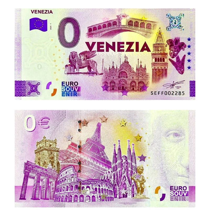 اسکناس صفر یورو شهر ونیز ایتالیا 2025 Venezia — تصویر ۳