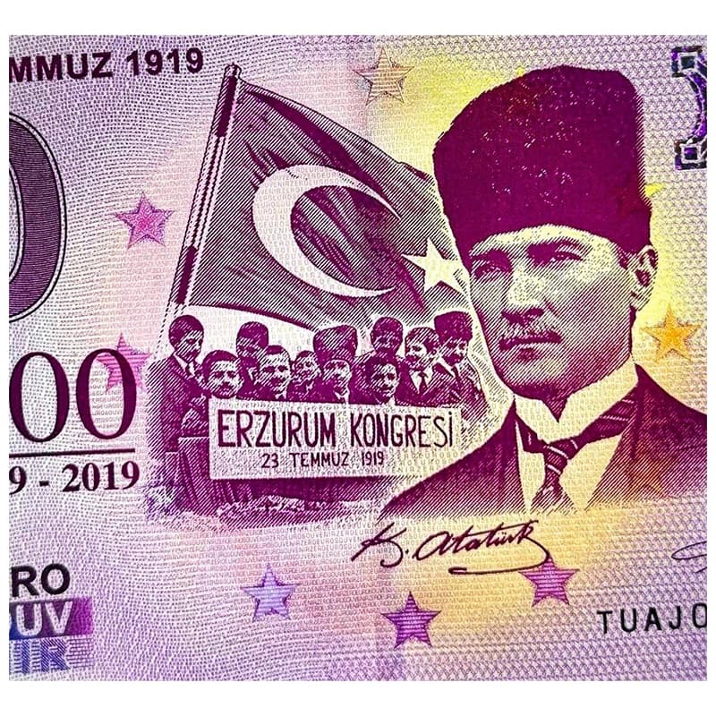 اسکناس صفر یورو ارزروم مصطفی کمال آتاتورک 2019 Erzurum — تصویر ۴
