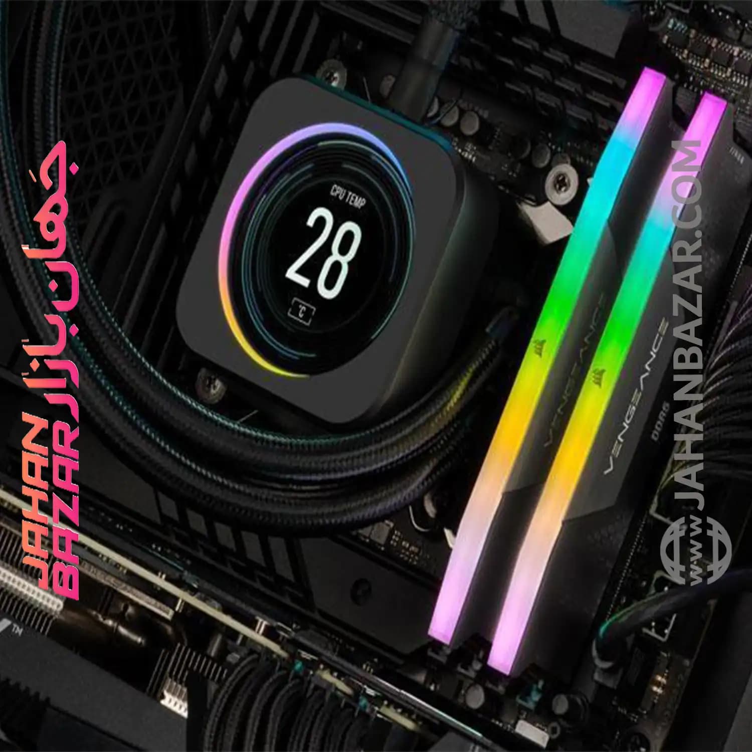 رم دسکتاپ Corsair کورسیر دو کاناله CL40 مدل DDR5 5200 MHz VENGEANCE AMD EXPO RGB ظرفیت 64 GB — تصویر ۸