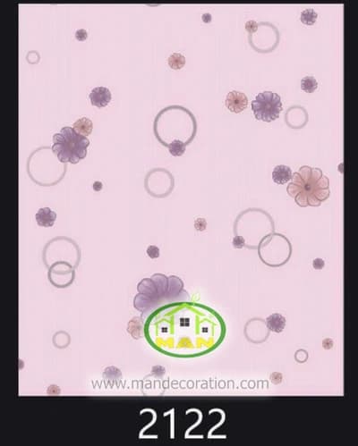 کاغذ دیواری مدرن گلدار بنفش کد:2122 — تصویر ۲