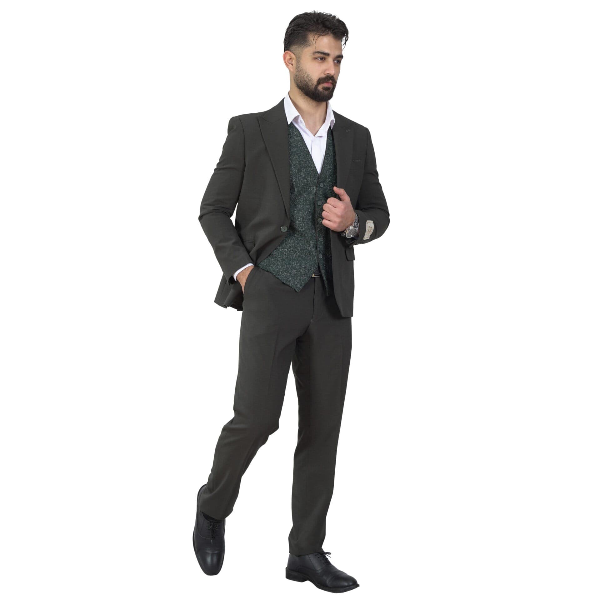 کت شلوار مردانه پارچه گاباردین کش درجه یک مشکی کد wo457 — تصویر ۴