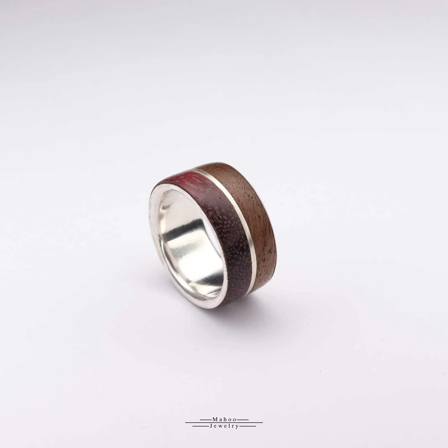 انگشتر نقره و چوب گردو و پرپل هارت مدل R0143 — تصویر ۱۲