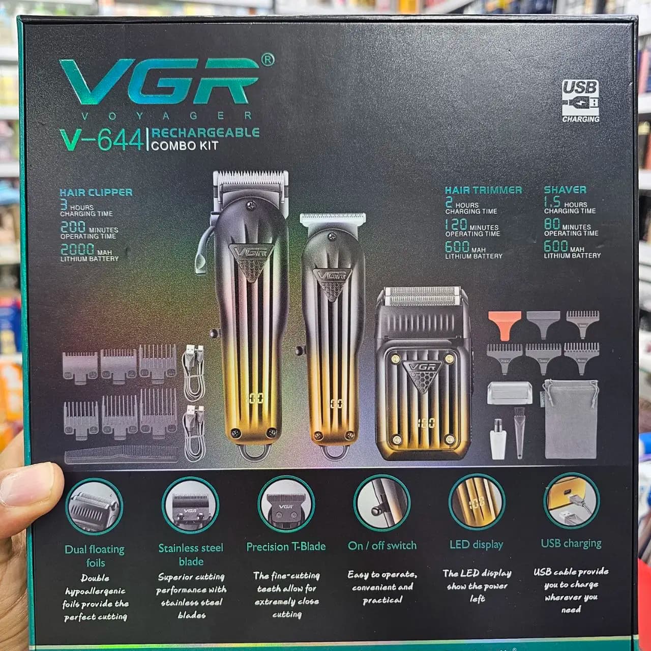 ست ماشین اصلاح حرفهای وی جی آر مدل V-644 ۳ عددی — تصویر ۱۰