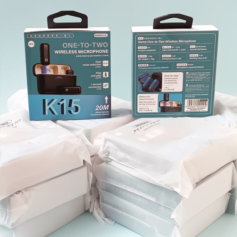 ست میکروفن بی سیم ریمکس مدل K15 IPH آیفونی — تصویر ۱۱