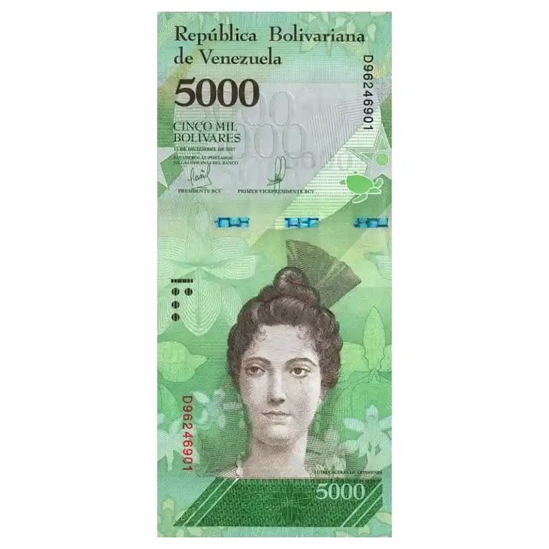اسکناس 5000 بولیوار ونزوئلا 2017 — تصویر ۸