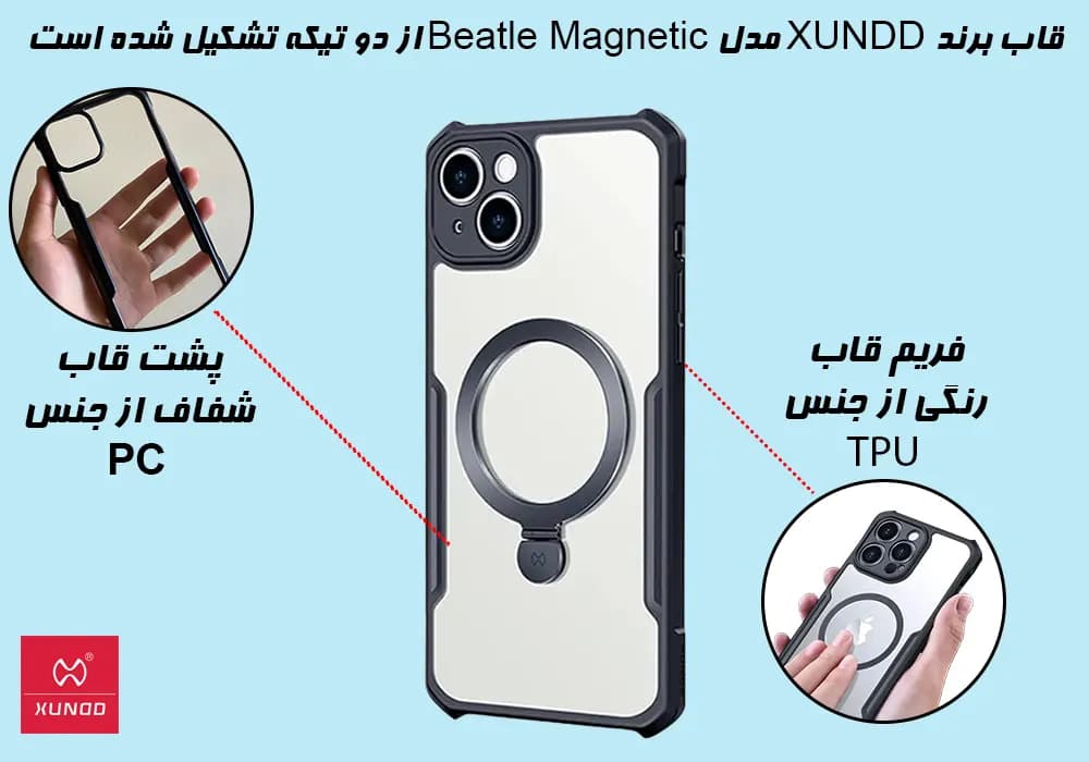 قاب XUNDD مدل Beatle Magnetic آیفون iPhone 14 — تصویر ۴