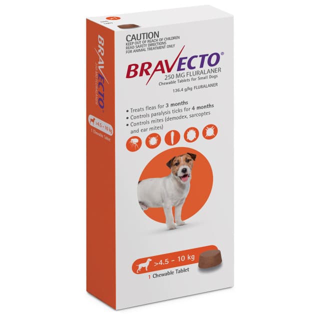 قرص ضد کک و کنه سگ براوکتو – Bravecto (4.5 تا 10 کیلو) (بدون جعبه) تولید اتریش — تصویر ۲