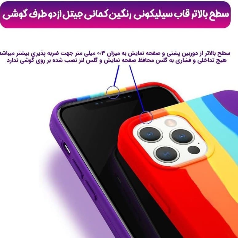 قاب گوشی سامسونگ مدل A22 سیلیکونی رنگین کمانی — تصویر ۶