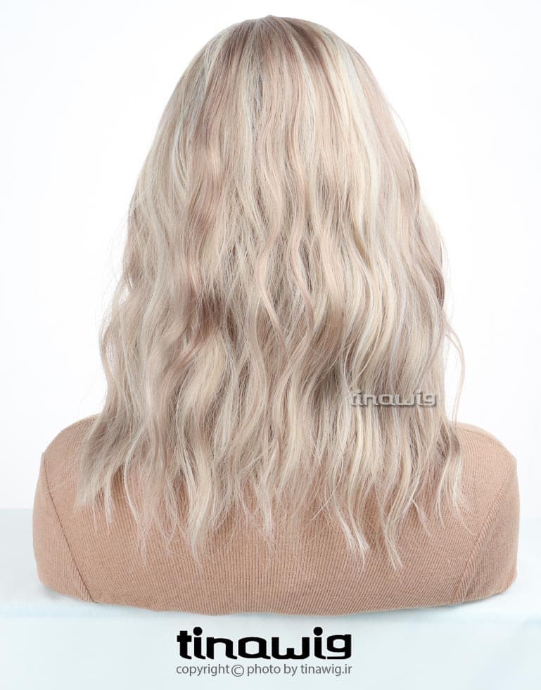 کلاه گیس زنانه کدCHLOE50-vanillapink با موی مصنوعی رنگ صورتی وانیلی مدل کلوئه — تصویر ۷